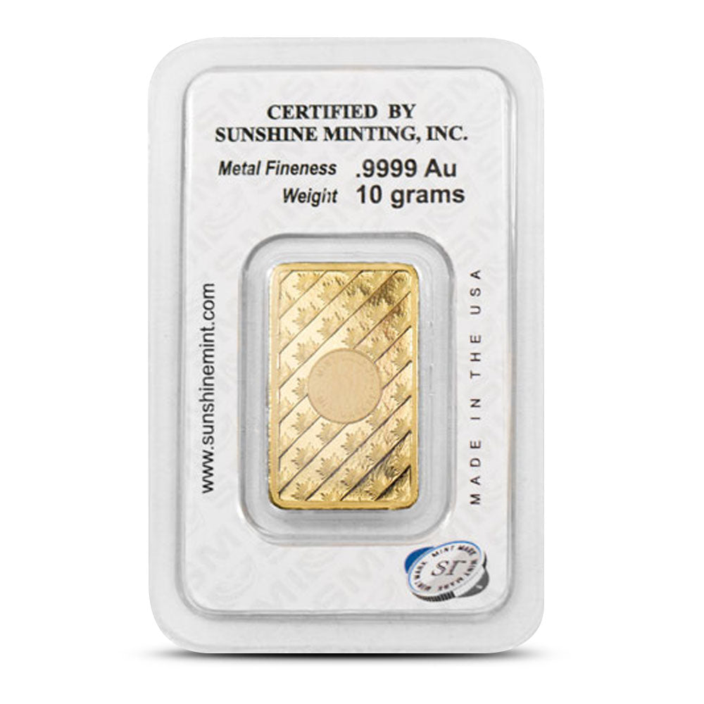 10 Gram Sunshine Gold Bar (New w/ Assay, MintMark SI)