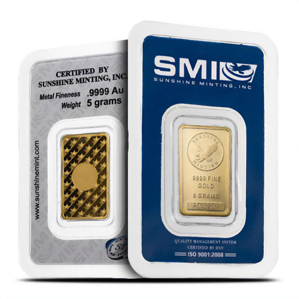 5 Gram Sunshine Gold Bar (New w/ Assay, MintMark SI)